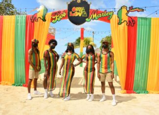 (From left)The entertainment team from Beaches Negril, Kevaughn Francis, Shamoya Davis, Cadesha Smith, Dyanka Garvey and Delano Frazer were out in their Reggae colours.