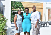 Ms. Pameto Linton and Charmaine Samuels, educators from the New Works Primary School, are pictured here beaming with happiness after their names were picked in a grand raffle draw for a weekend for 2 each at any local Sandals or Beaches Resort. They are seen here with Jennese Palmer, Public Relations Manager at Sandals South Coast after the presentation was made to them at a Teacher’s Day luncheon.