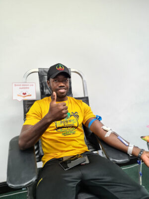 Playmaker at Sandals Negril, Jwaquim Henry was in a positive mood for the day’s initiative and gave a thumbs up to the Blood Bank team.