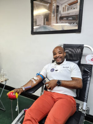 Sandals Negril Hotel Manager, Jason Lynch was all smiles as he proudly represented the early batch of blood donors.
