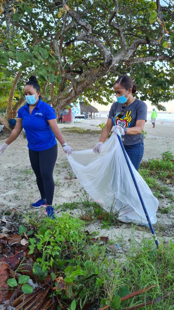 Operations Manager at Sandals Royal Caribbean, Derise Forbes and Hotel Manager at Sandals Negril, Melissa Clarke were armed with bag, gloves and a garbage pick to tackle the task at hand.