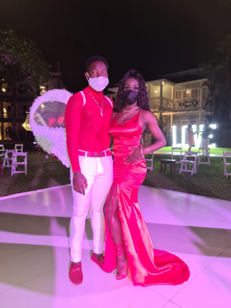 Sandals Negril’s Love Angel, Jwaquim Henry was more than pleased to have an elegant Jada Addiman from the entertainment team by his side.