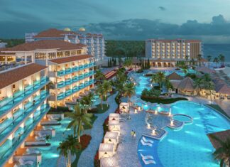 Oceanfront glass balconies will offer guests uncompromising views of the Caribbean Sea at the all-new Sandals Dunn’s River in Ocho Rios, Jamaica