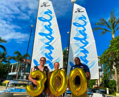 (From left) Diving couple Norman and Tracy Krobath proudly celebrates their diving milestones with Sandals Negril’s scuba instructor Sangha Spencer who led their excursions. 