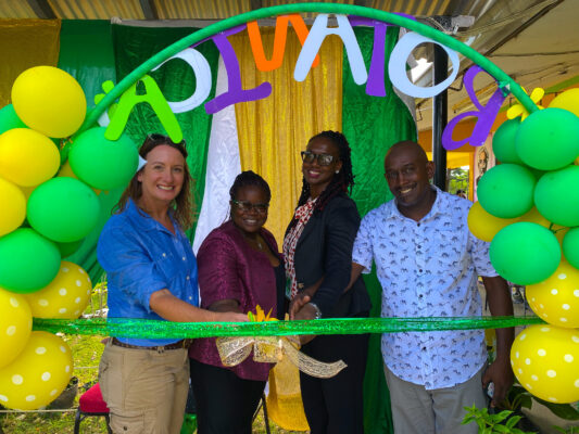 (From Left) Executive Director of the Sandals Foundation Heidi Clarke, Education Officer for Region 4, Susan Sims, Principal of Pell River Primary School, Sherine Clarke and Revern Grant were present for the ribbon cutting ceremony for the peace garden at the institution.