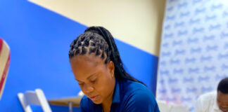 Beaches Negril Open Water Scuba Instructor, Kimberley Saunders in deep concentration as she went through the Cardiopulmonary Resuscitation, (CPR) refresher training.