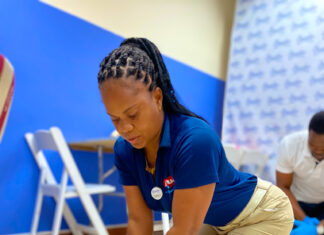 Beaches Negril Open Water Scuba Instructor, Kimberley Saunders in deep concentration as she went through the Cardiopulmonary Resuscitation, (CPR) refresher training.